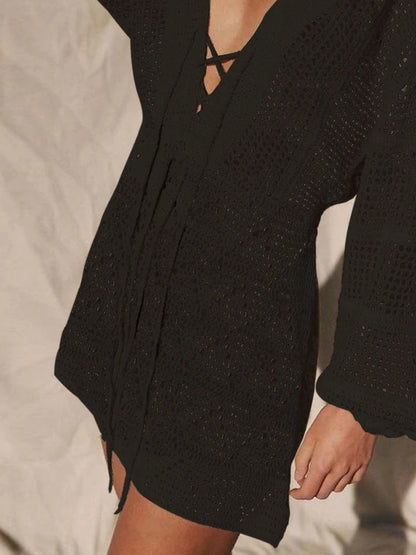 Anika | Knit mesh beach mini dress