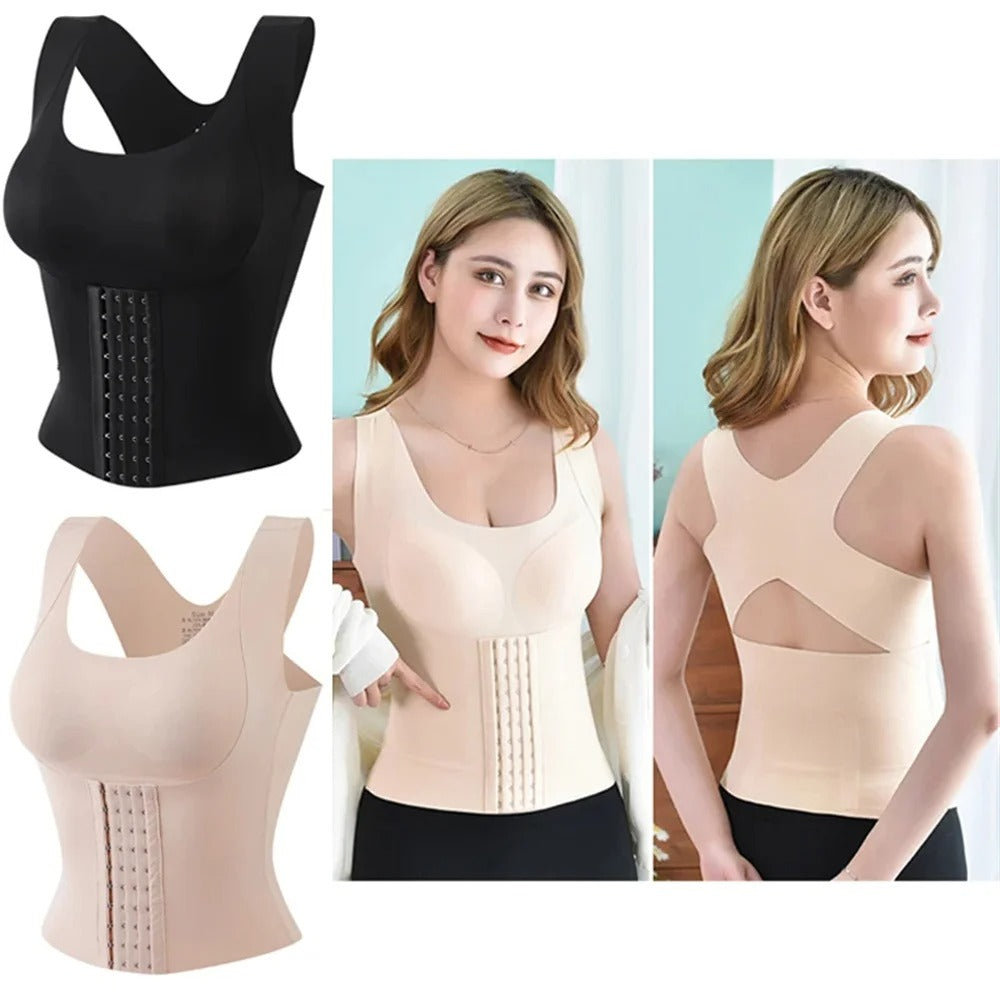 Nova™ - 3-in-1 Top with waist buttons – Bra-top, Houdingscorrector and Afslankende Ondersteuning in Eén
