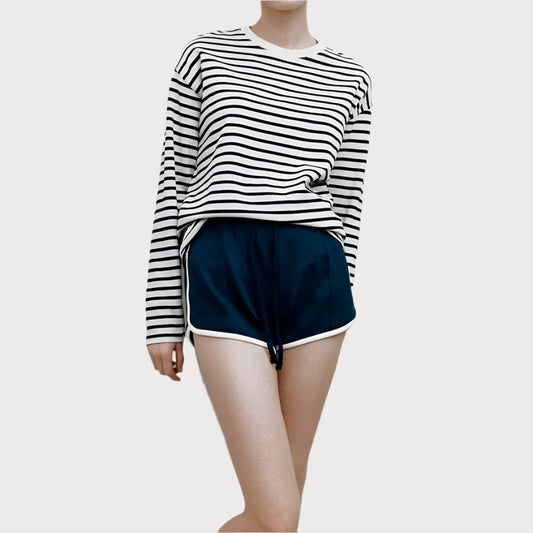 Elena | Striped Lange Mouwen T-shirt van Katoen