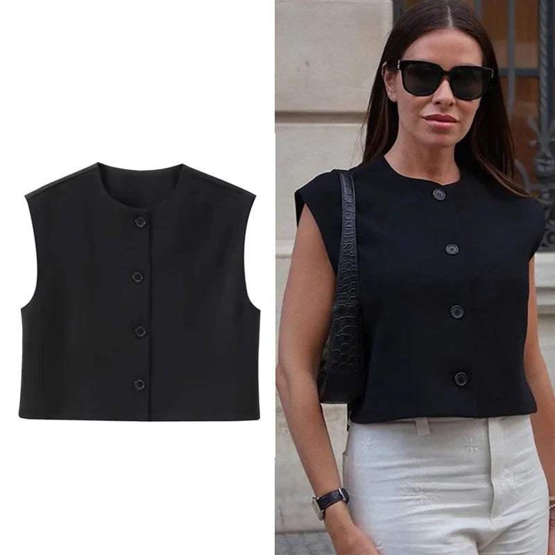 Eudora | Minimalist Button-Front Vest