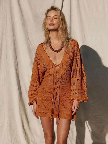 Anika | Knit mesh beach mini dress