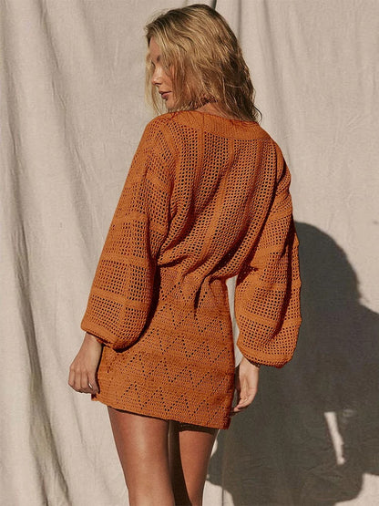 Anika | Knit mesh beach mini dress