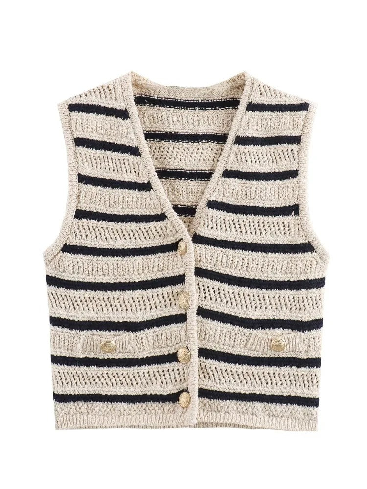 Elena | Striped Gebreid Vest