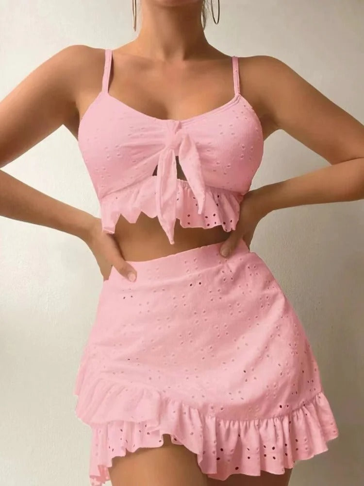 Anika | White Ruffle Bikini Set