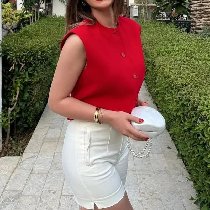 Eudora | Minimalist Button-Front Vest