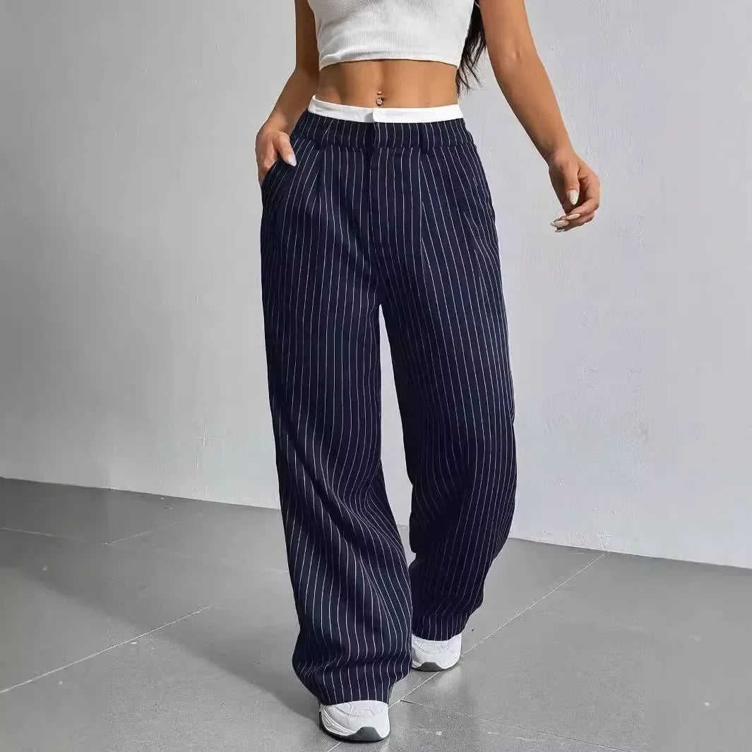 Bella | Striped high-waisted wide-leg pants