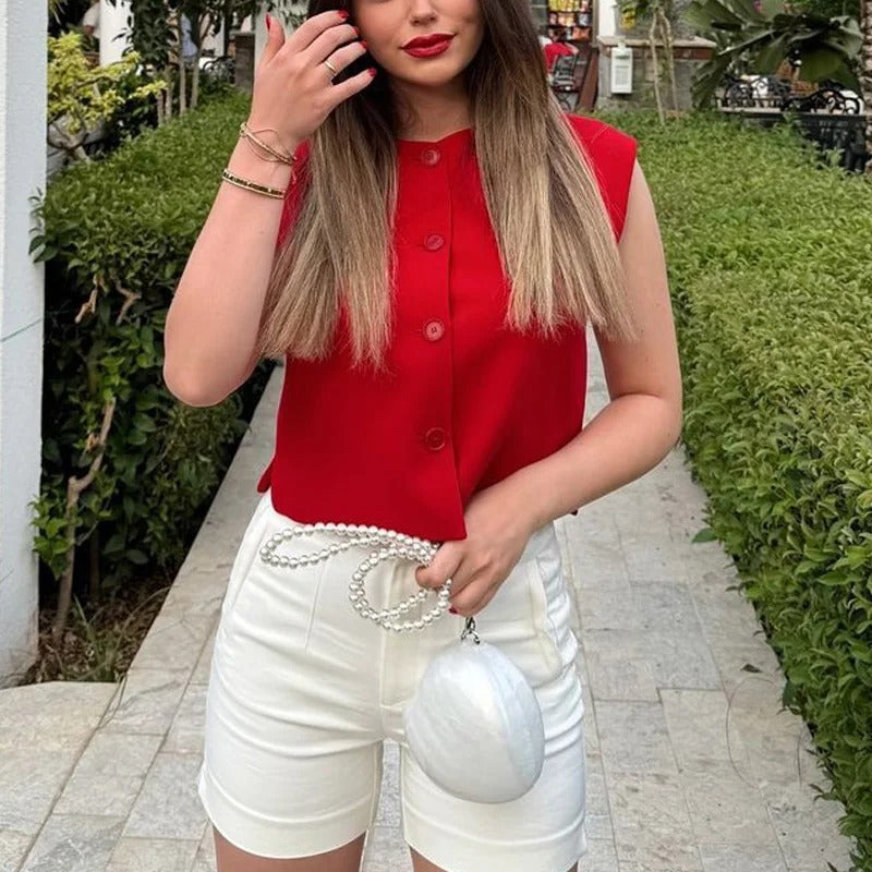 Eudora | Minimalist Button-Front Vest