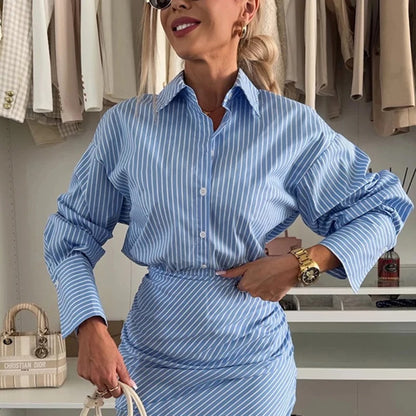 Striped mini dress with buttons and gathered waist 