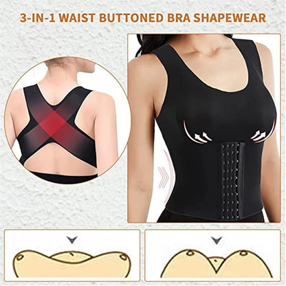 Nova™ - 3-in-1 Top with waist buttons – Bra-top, Houdingscorrector and Afslankende Ondersteuning in Eén