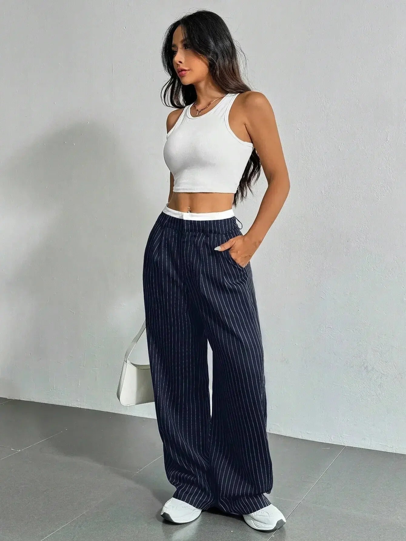 Bella | Striped high-waisted wide-leg pants