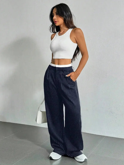 Bella | Striped high-waisted wide-leg pants