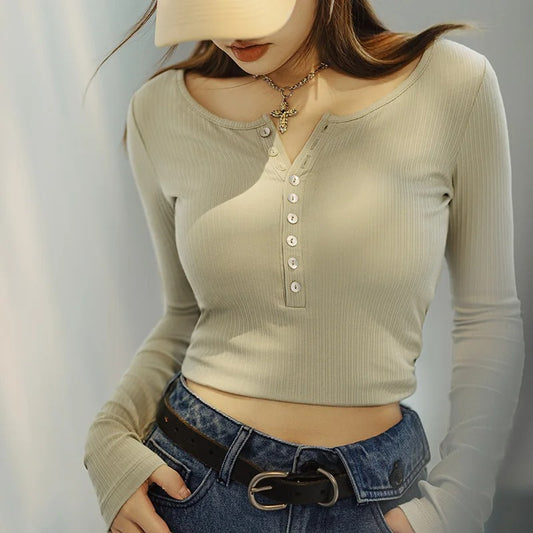 Elena | Slim-Fit Henley Shirt