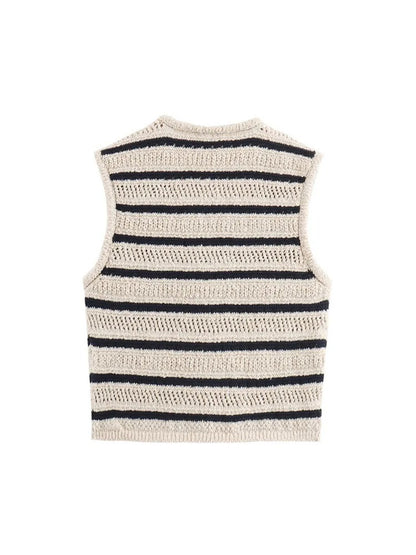 Elena | Striped Gebreid Vest