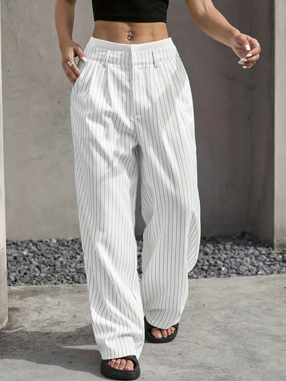 Bella | Striped high-waisted wide-leg pants
