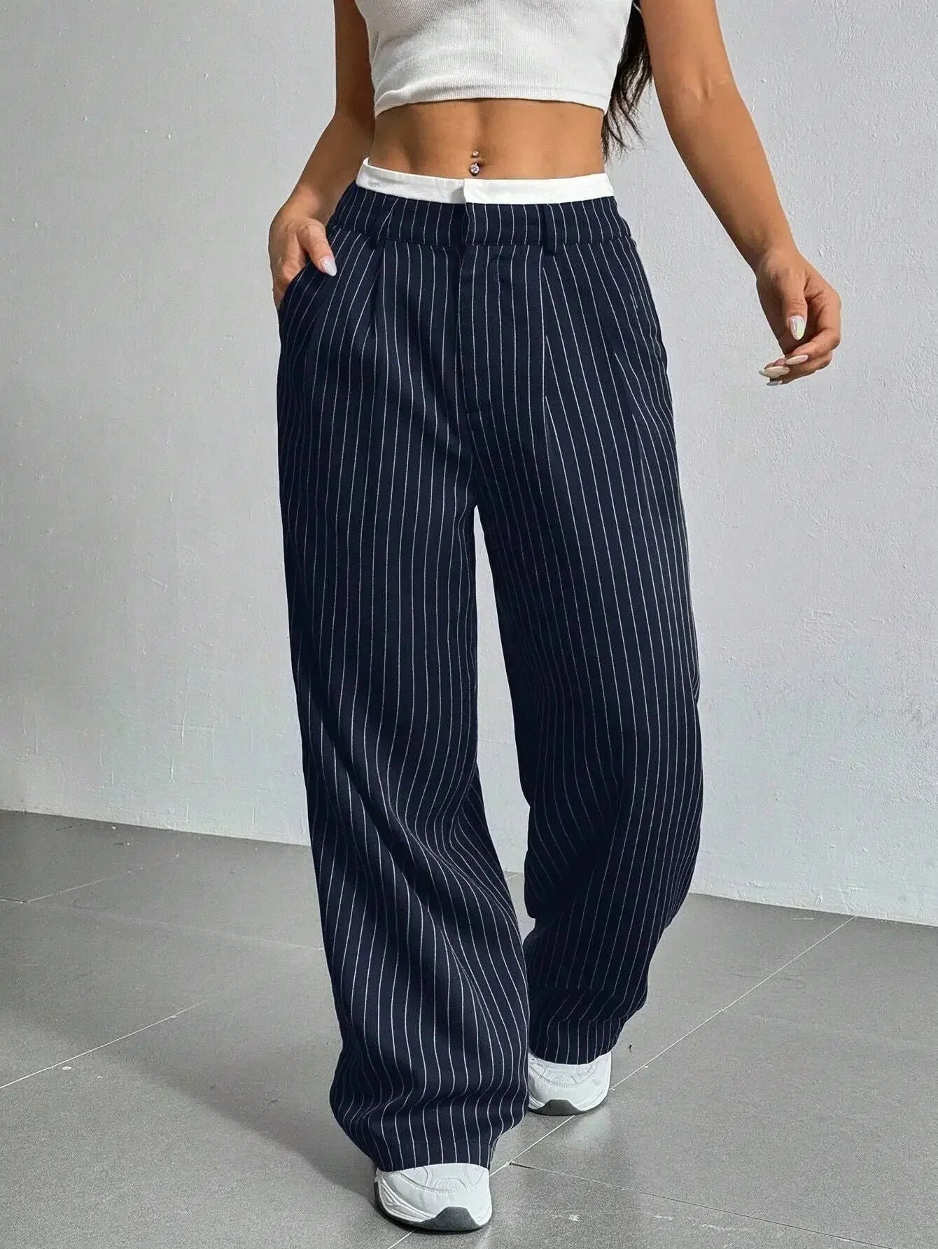 Bella | Striped high-waisted wide-leg pants