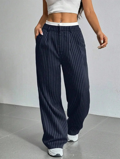 Bella | Striped high-waisted wide-leg pants