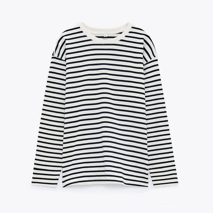 Elena | Striped Lange Mouwen T-shirt van Katoen