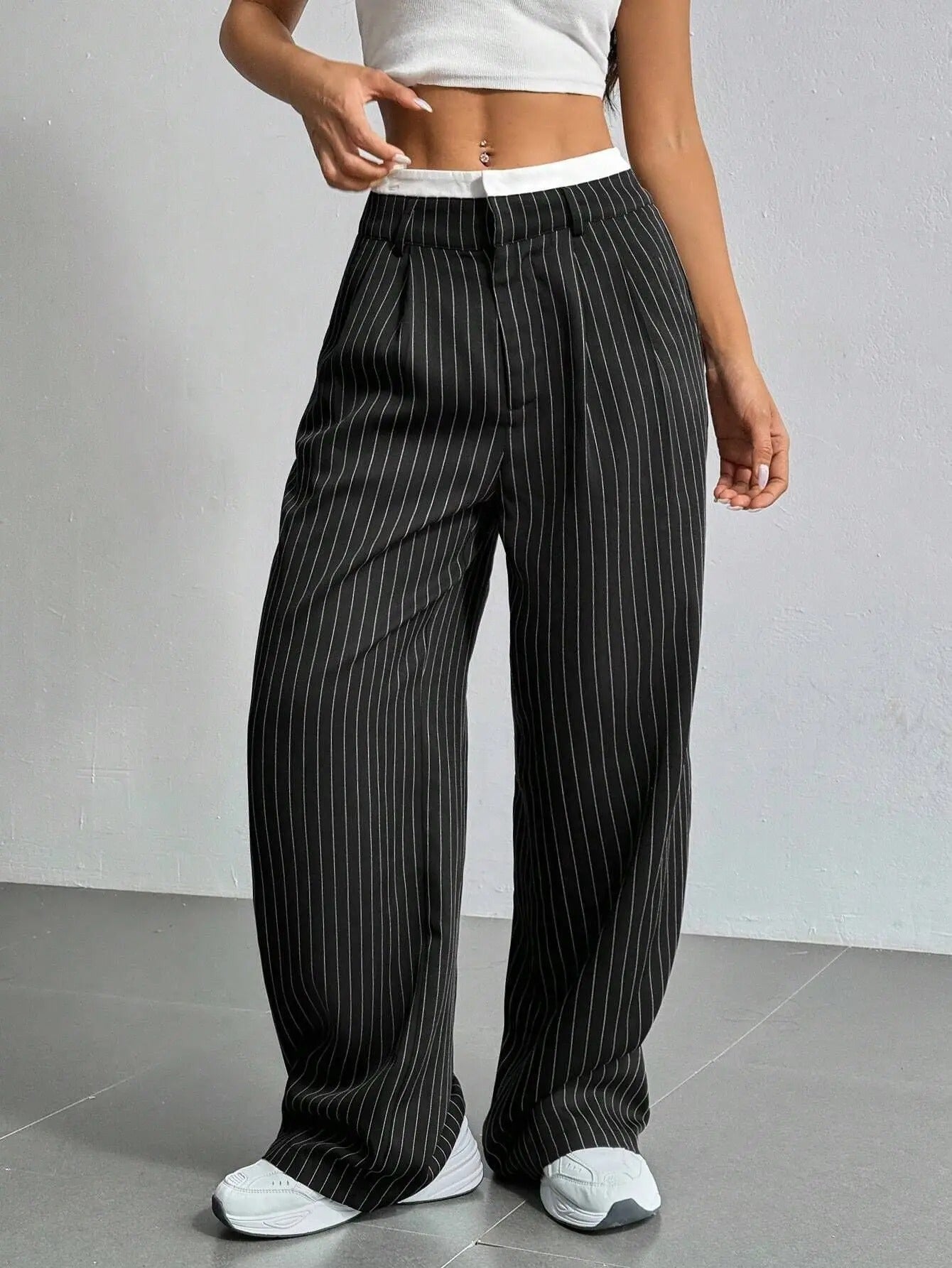 Bella | Striped high-waisted wide-leg pants