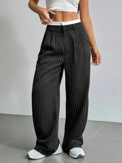 Bella | Striped high-waisted wide-leg pants
