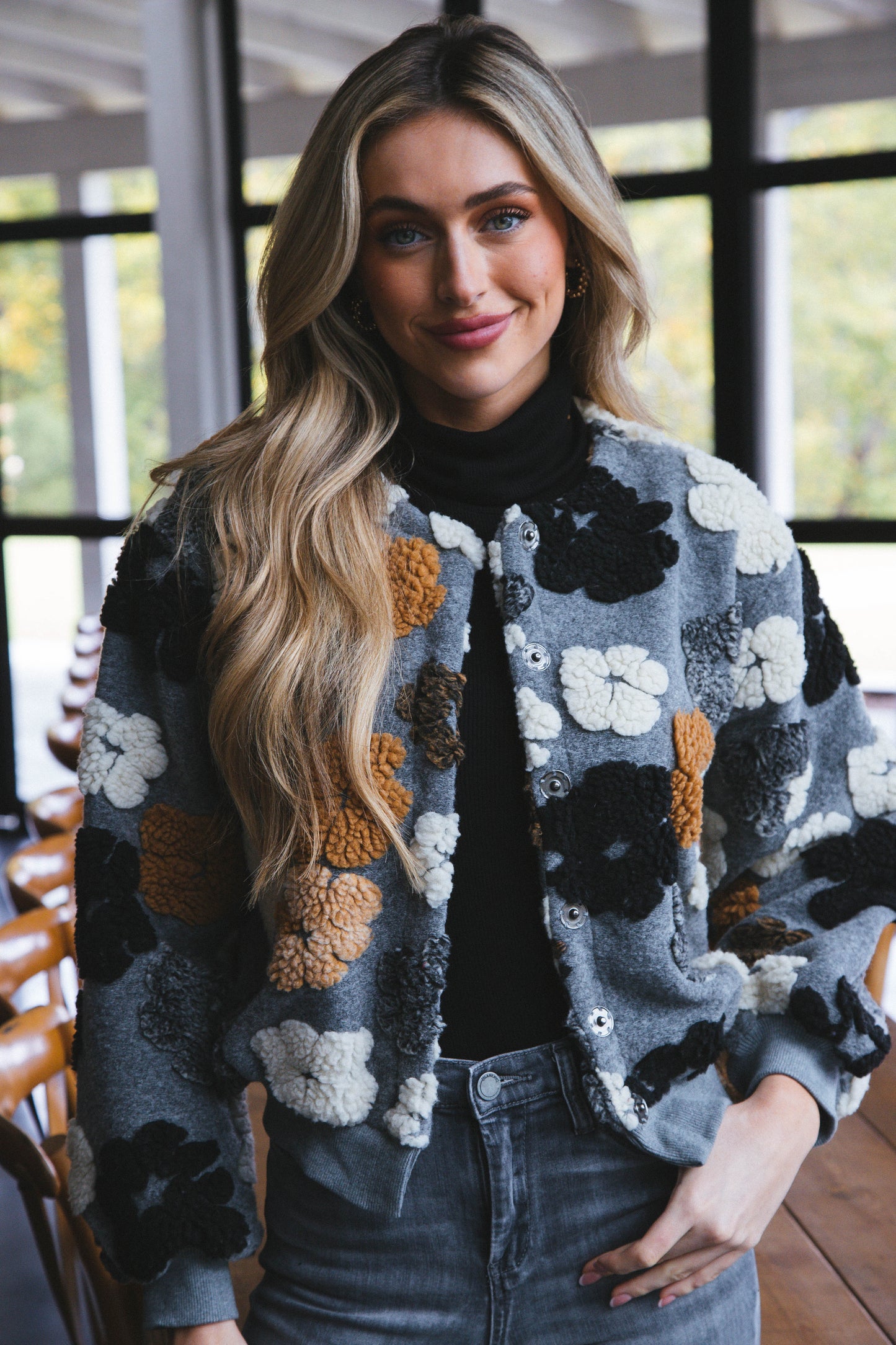 Flora™ - Frozen Flower Sherpa Jacket