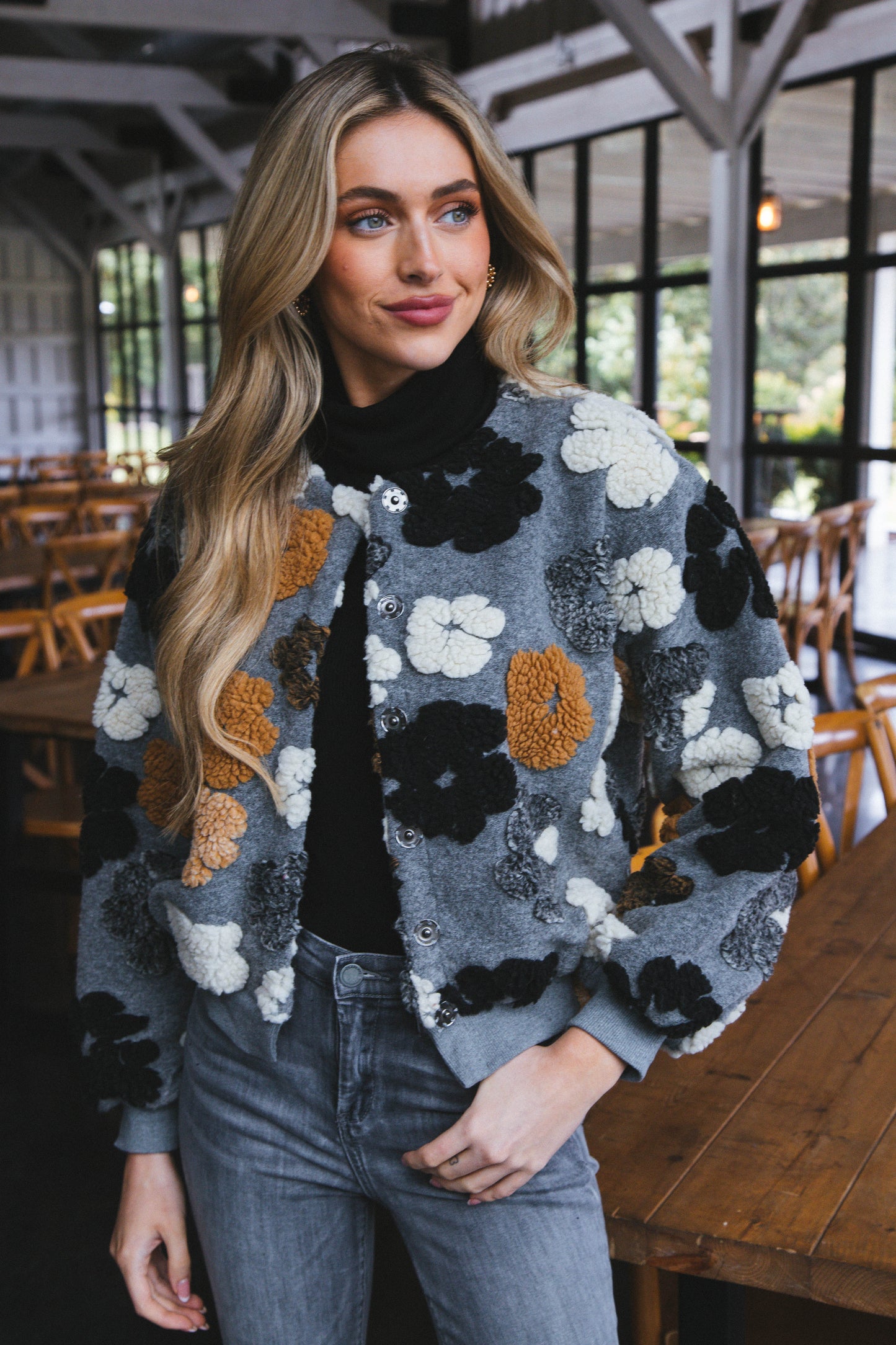 Flora™ - Frozen Flower Sherpa Jacket