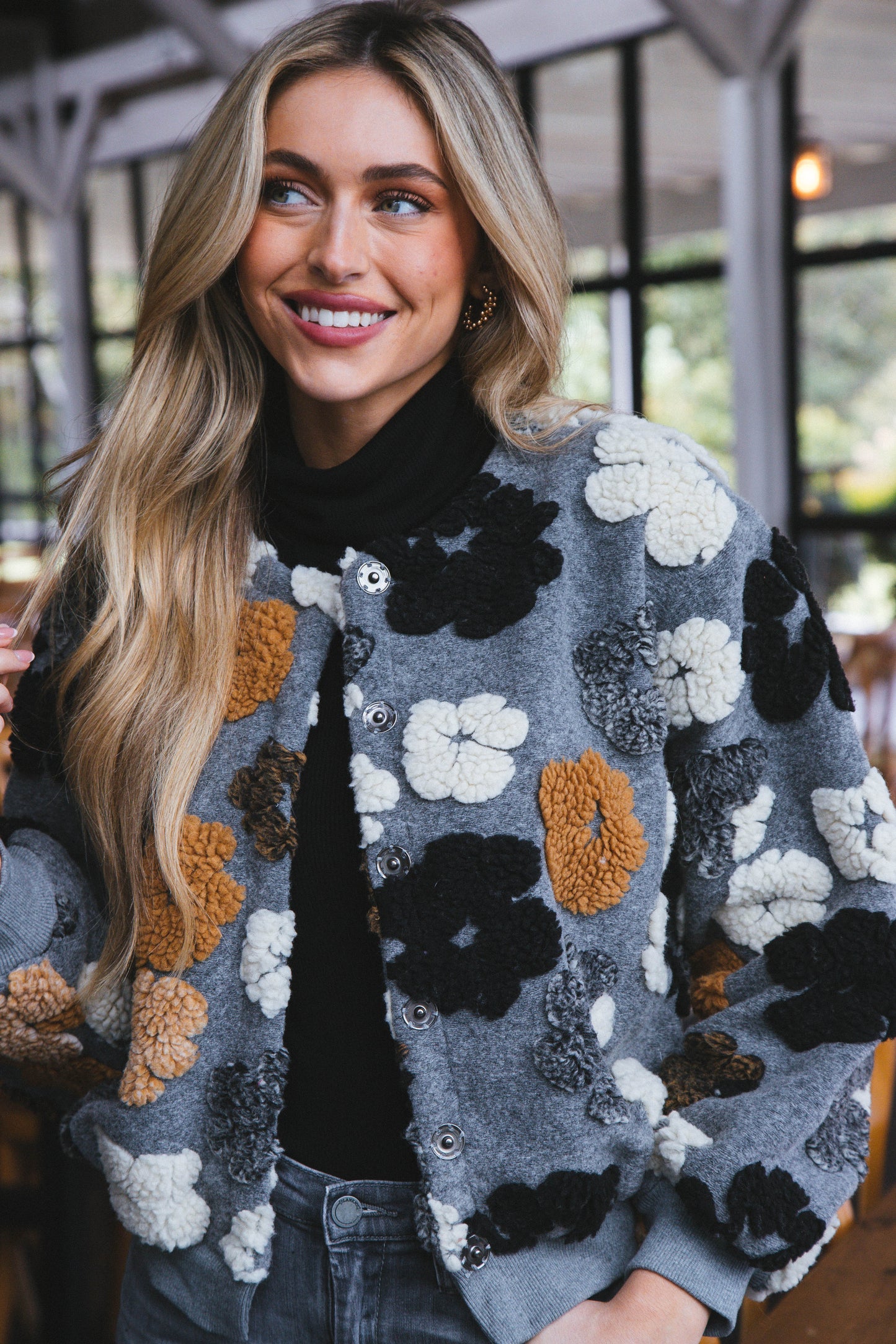 Flora™ - Frozen Flower Sherpa Jacket