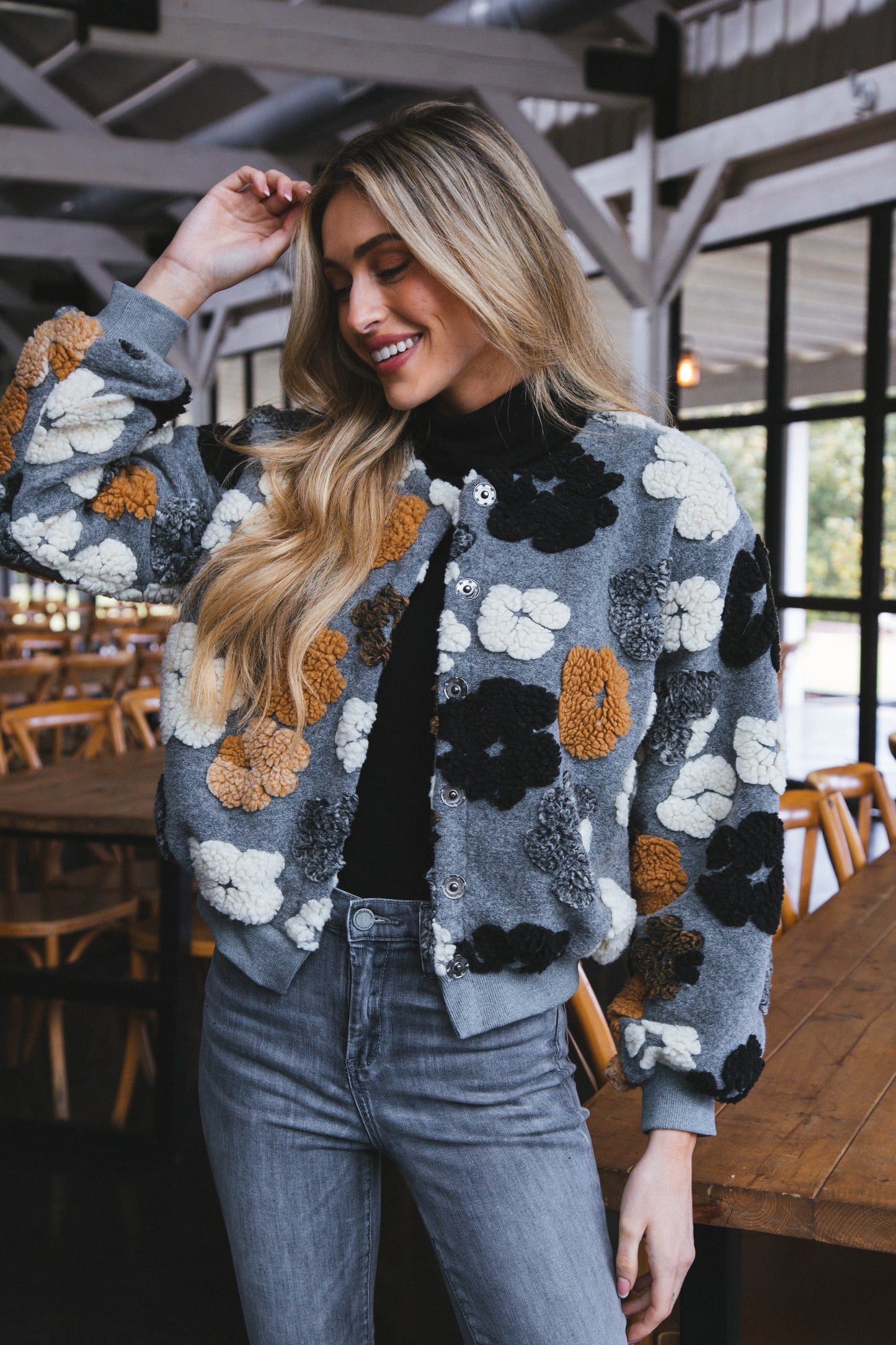 Flora™ - Frozen Flower Sherpa Jacket