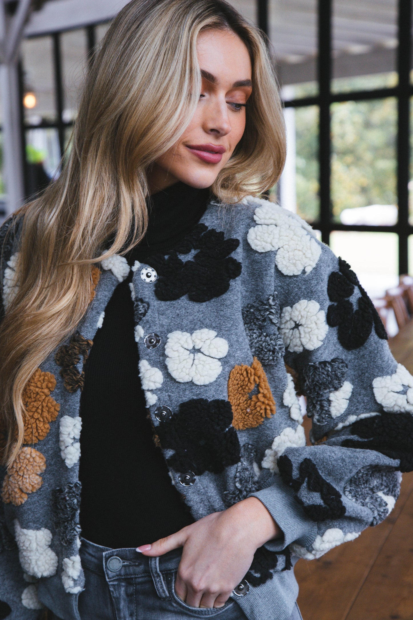 Flora™ - Frozen Flower Sherpa Jacket