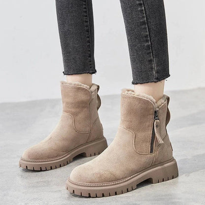 Stylish ankle boots with a suede look and cozy fur lining 