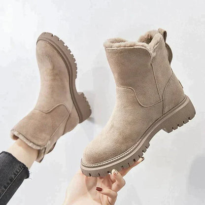 Stylish ankle boots with a suede look and cozy fur lining 
