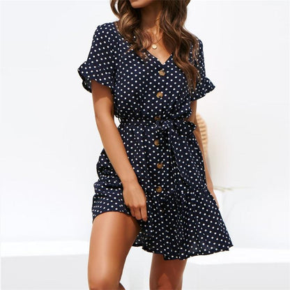 Charlotte™ - Short-sleeved polka dot dress