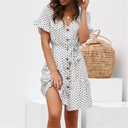 Charlotte™ - Short-sleeved polka dot dress