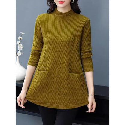 Xia™ - Women's mid-length half-roll turtleneck sweater