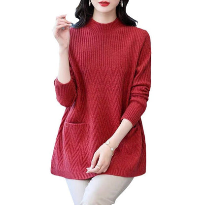 Xia™ - Women's mid-length half-roll turtleneck sweater