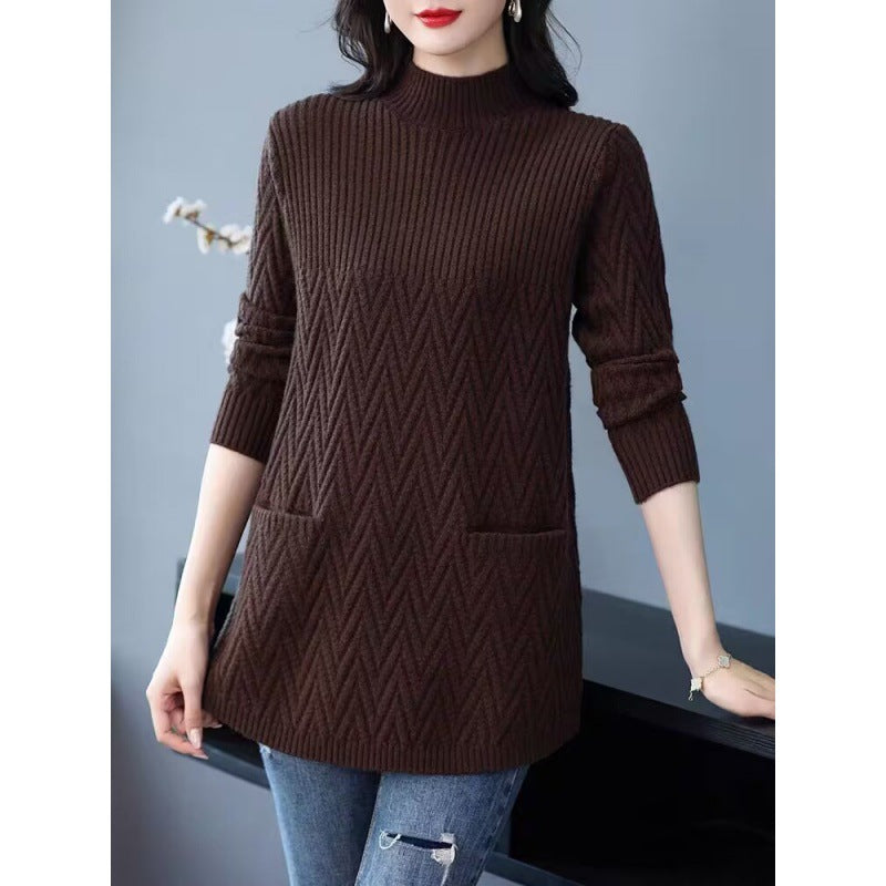 Xia™ - Women's mid-length half-roll turtleneck sweater
