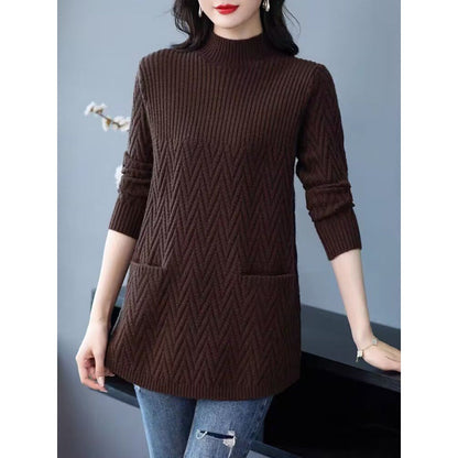 Xia™ - Women's mid-length half-roll turtleneck sweater