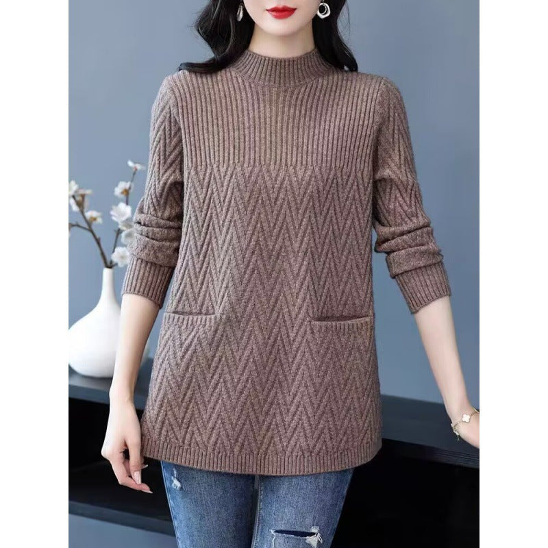 Xia™ - Women's mid-length half-roll turtleneck sweater