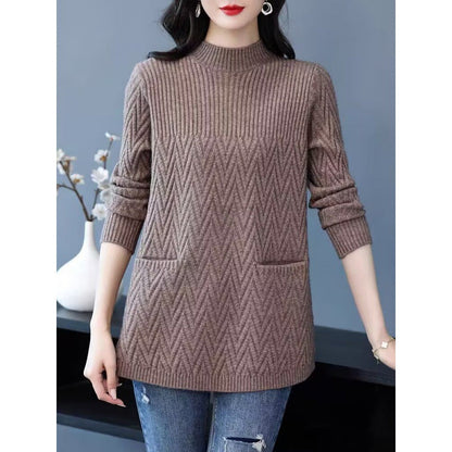 Xia™ - Women's mid-length half-roll turtleneck sweater