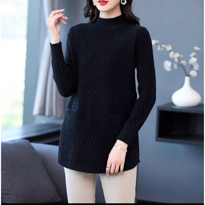 Xia™ - Women's mid-length half-roll turtleneck sweater