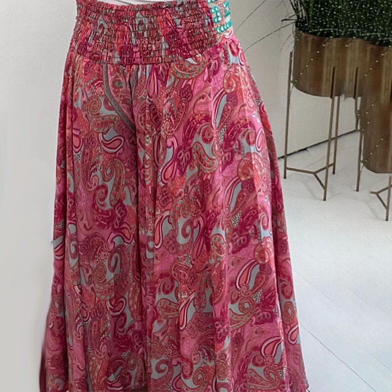 Zahra™ - Ethnic printed trousers with elastic waist. Lightweight trousers