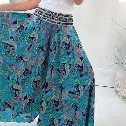 Zahra™ - Ethnic printed trousers with elastic waist. Lightweight trousers
