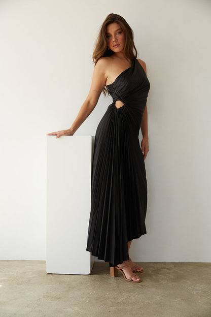 Gianna | One-Shoulder Pleated Midi Dress