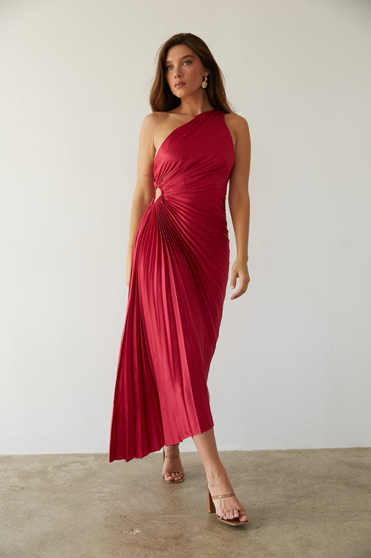 Gianna | One-Shoulder Pleated Midi Dress
