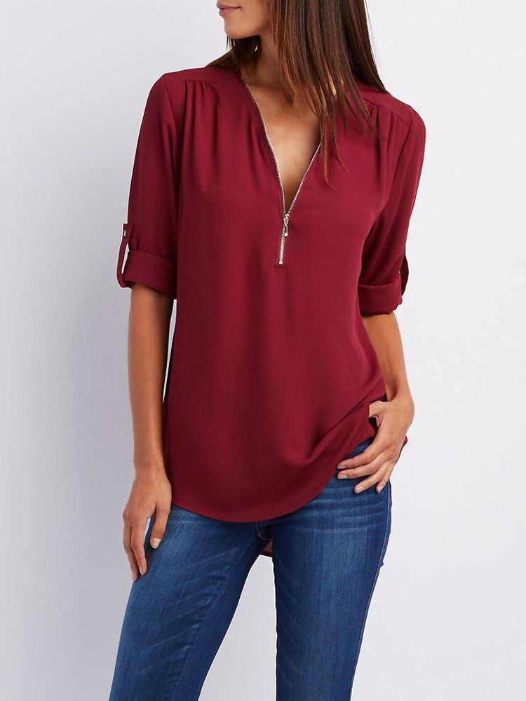 Maxime™ - Long-sleeved loose blouse