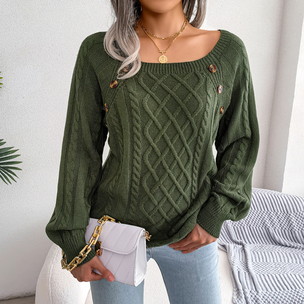 Modia™ - Fashionable square neck sweater 