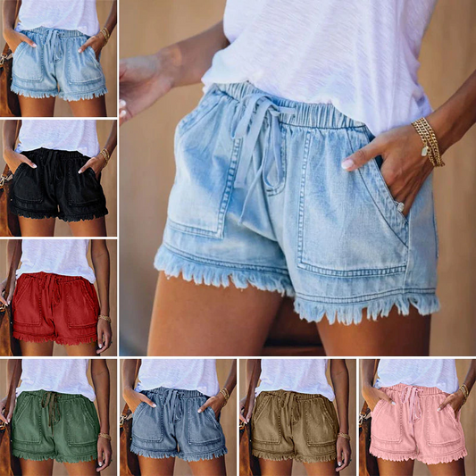 Laura™ - High-waisted denim shorts 