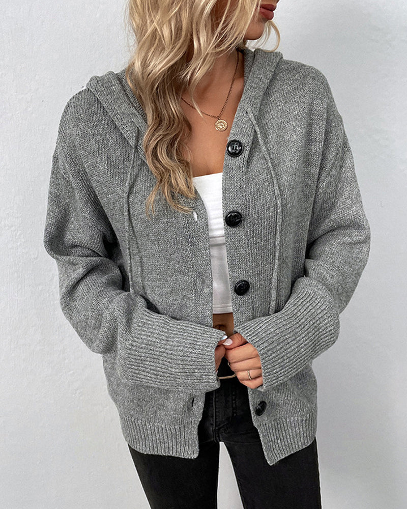Corina™ | Plain hooded cardigan with laces