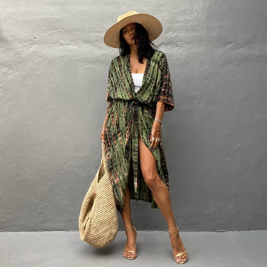 Kiwi™ - Harmony in green batik kimono