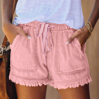 Laura™ - High-waisted denim shorts 