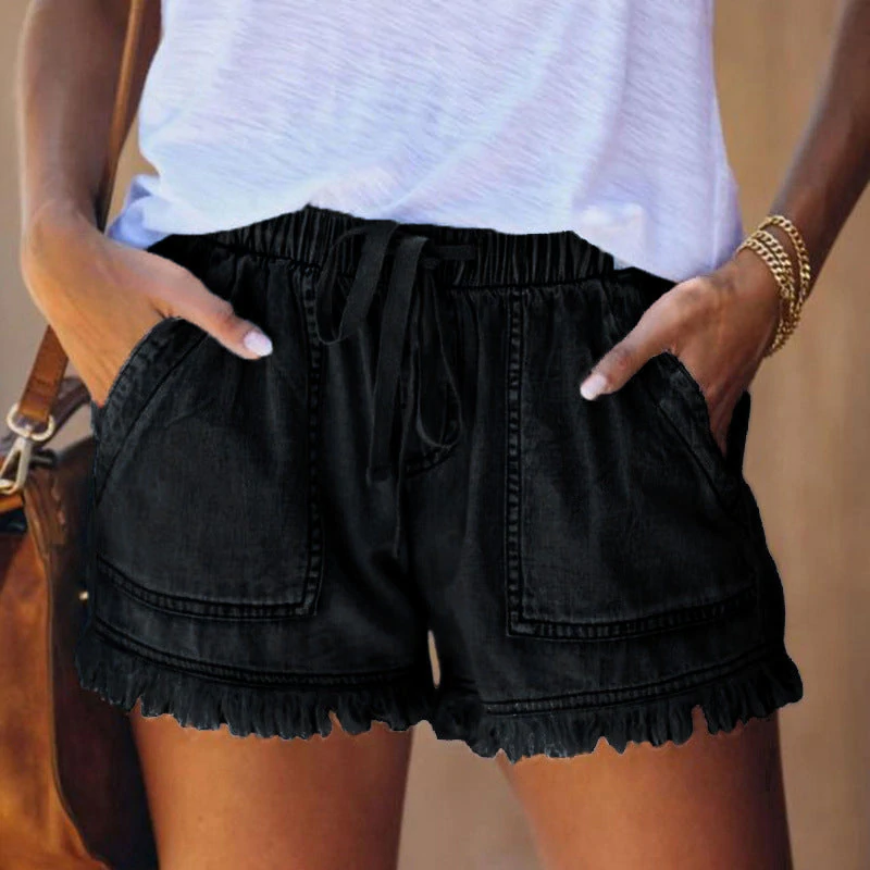 Laura™ - High-waisted denim shorts 